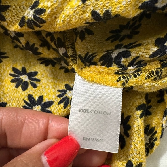 J. Jill Blue and Butter Yellow Floral Mini Double Layered Cotton Mini Skirt - Picture 6 of 11